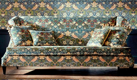 Morris 2019 Rouen Velvet fabric on sofa
